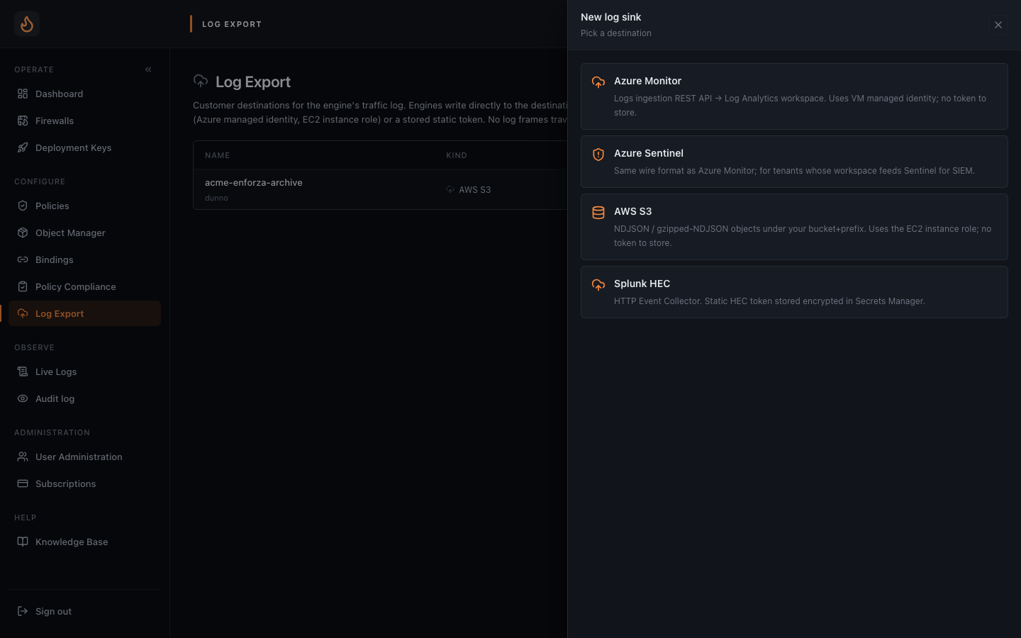 New export dialog